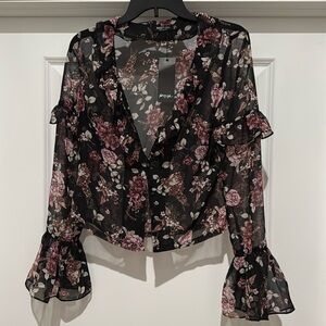 Nasty Gal sheer floral blouse